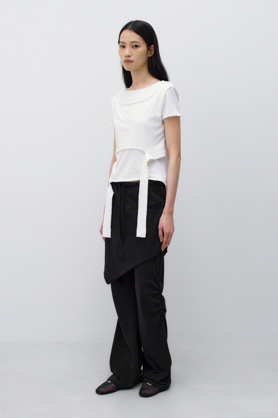 Insilence - Cotton Linen Natural Strap T-Shirt (White) product image 5 | TRAB K-Fashion Australia