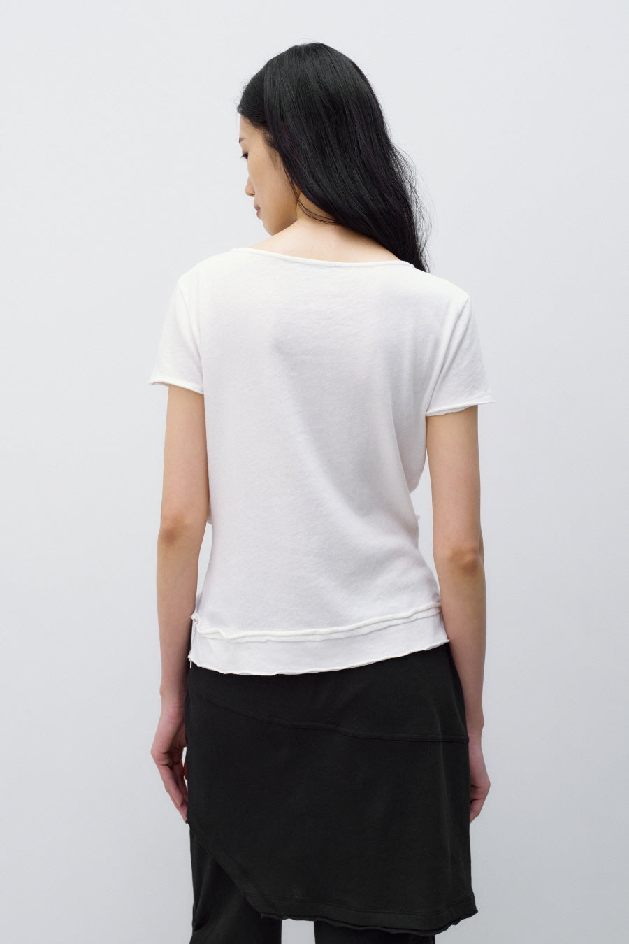 Insilence - Cotton Linen Natural Strap T-Shirt (White) product image 6 | TRAB K-Fashion Australia