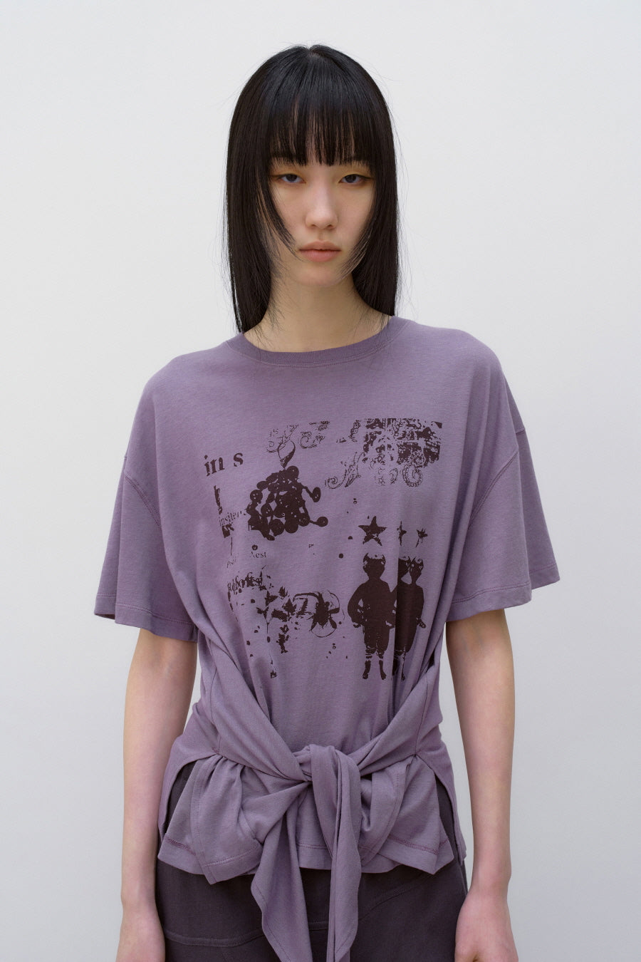 Insilence - Knotted Graphic T-Shirt (Dusty Purple) product image 6 | TRAB K-Fashion Australia