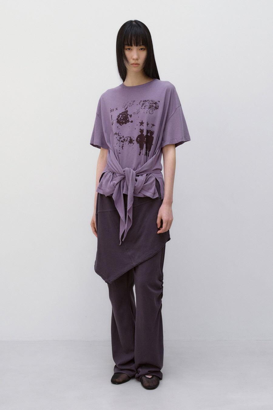 Insilence - Knotted Graphic T-Shirt (Dusty Purple) product image 2 | TRAB K-Fashion Australia
