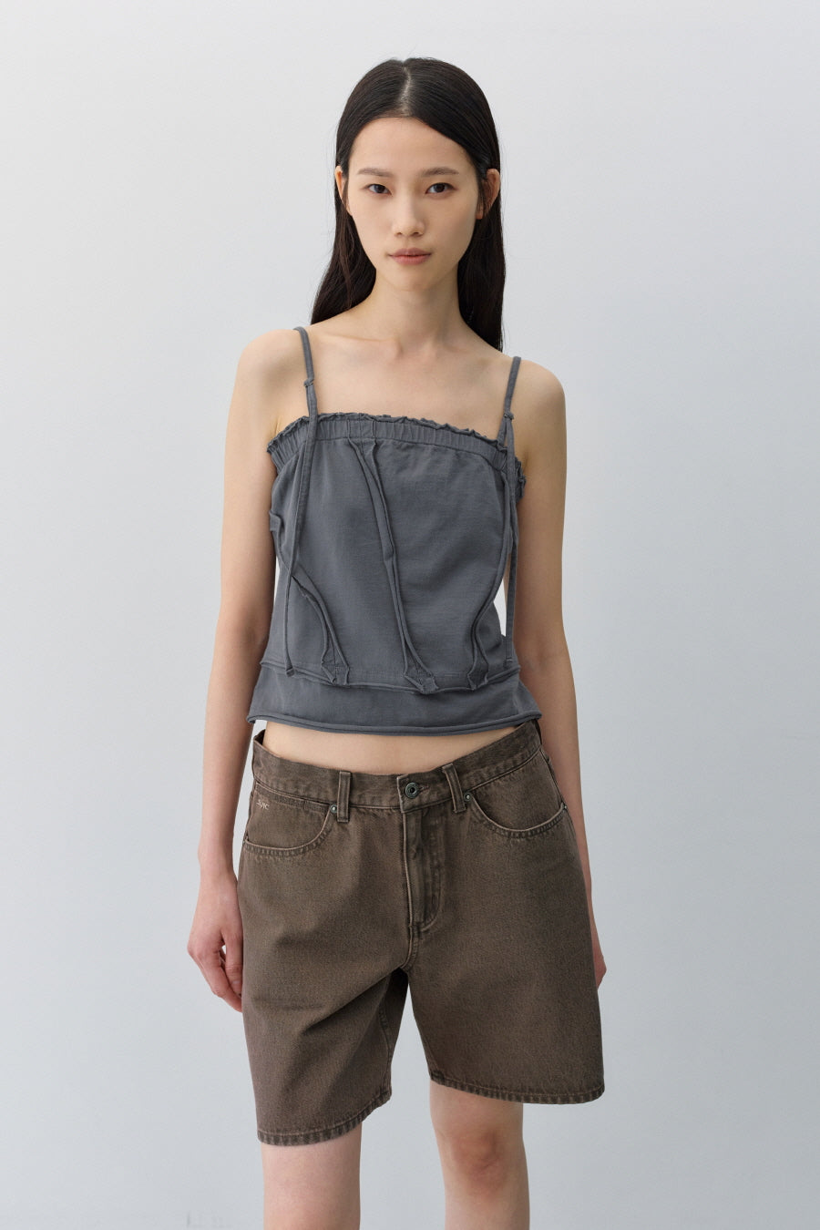 Insilence - Cotton Dyed Cut-Off Sleeveless (Charcoal) product image 1 | TRAB K-Fashion Australia