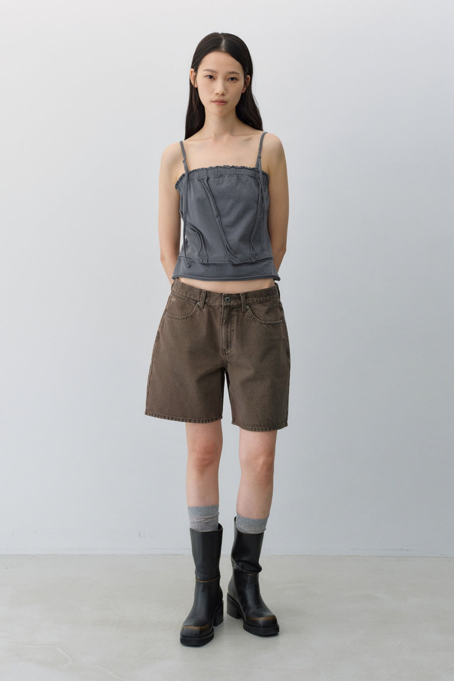 Insilence - Cotton Dyed Cut-Off Sleeveless (Charcoal) product image 2 | TRAB K-Fashion Australia