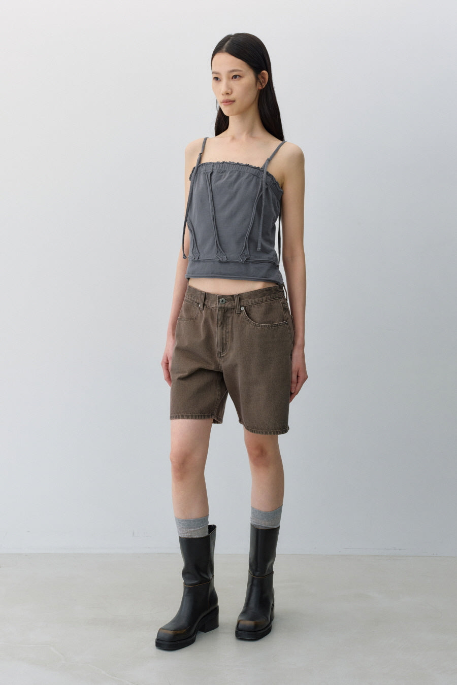 Insilence - Cotton Dyed Cut-Off Sleeveless (Charcoal) product image 3 | TRAB K-Fashion Australia
