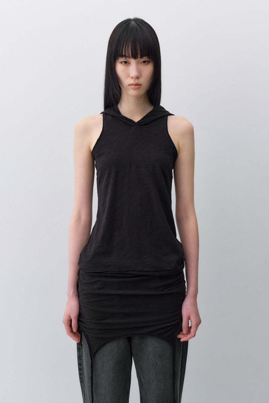 Insilence - Layered Hoodie Sleeveless (Black) product image 1 | TRAB K-Fashion Australia