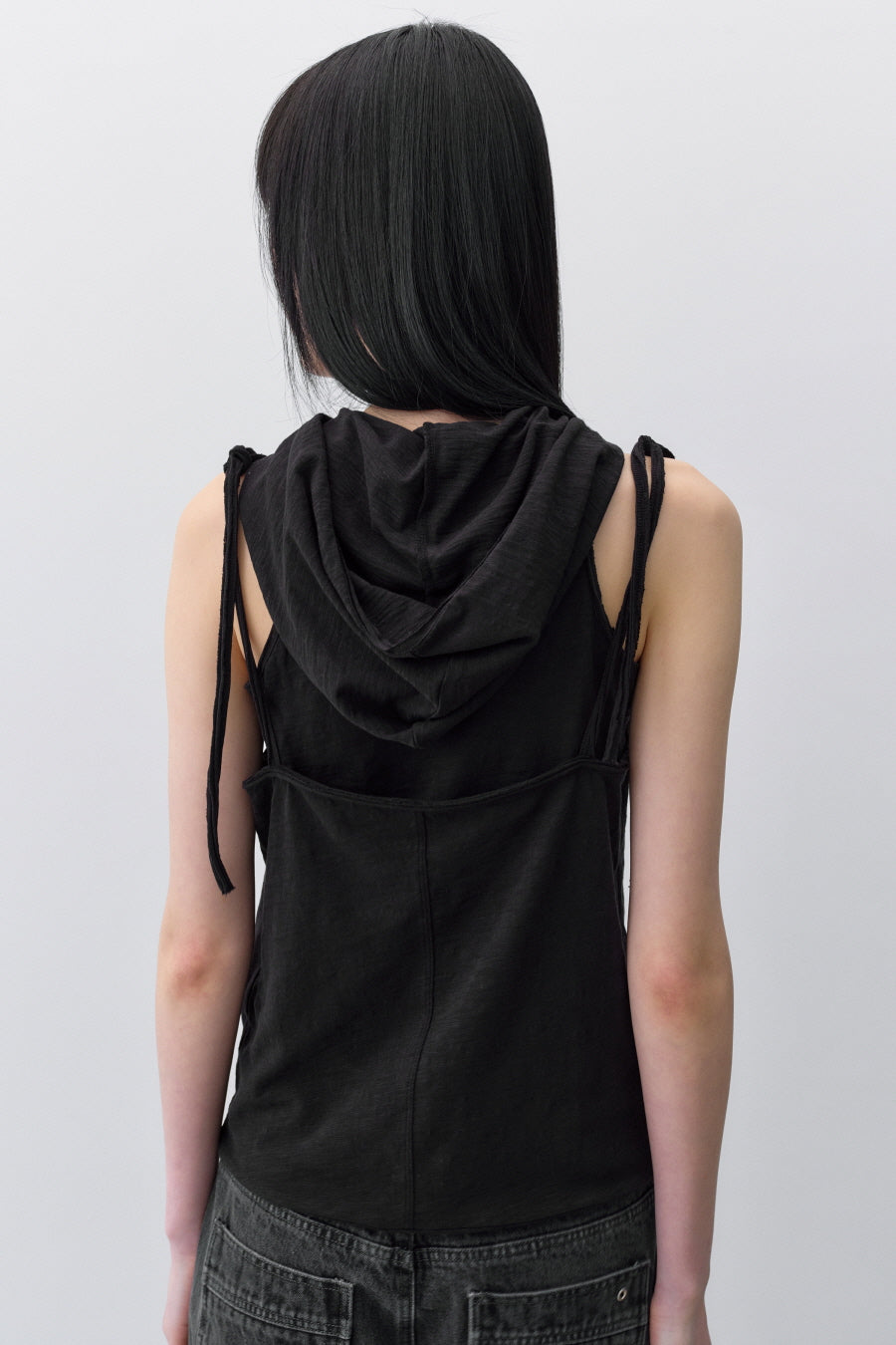 Insilence - Layered Hoodie Sleeveless (Black) product image 3 | TRAB K-Fashion Australia