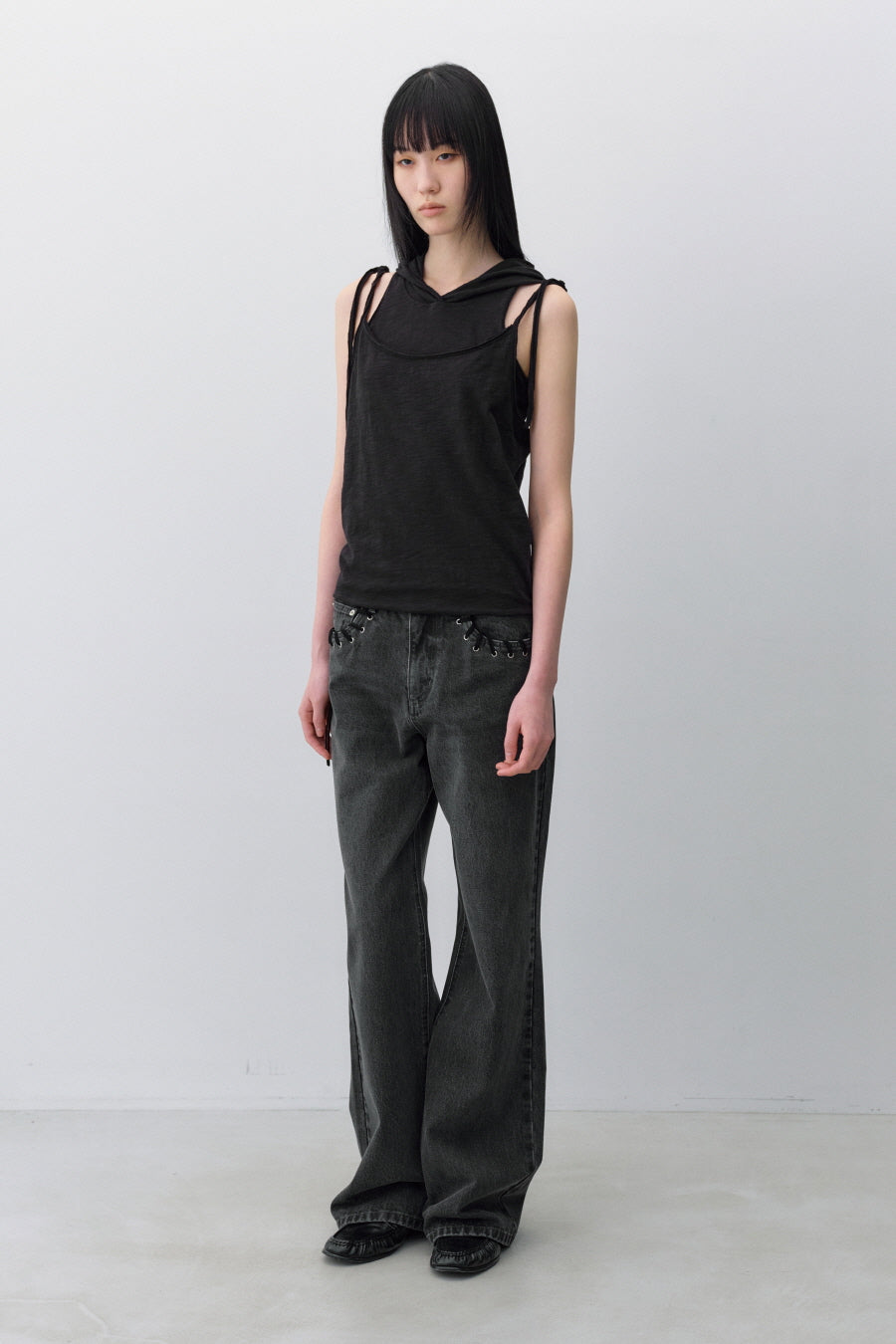 Insilence - Layered Hoodie Sleeveless (Black) product image 4 | TRAB K-Fashion Australia