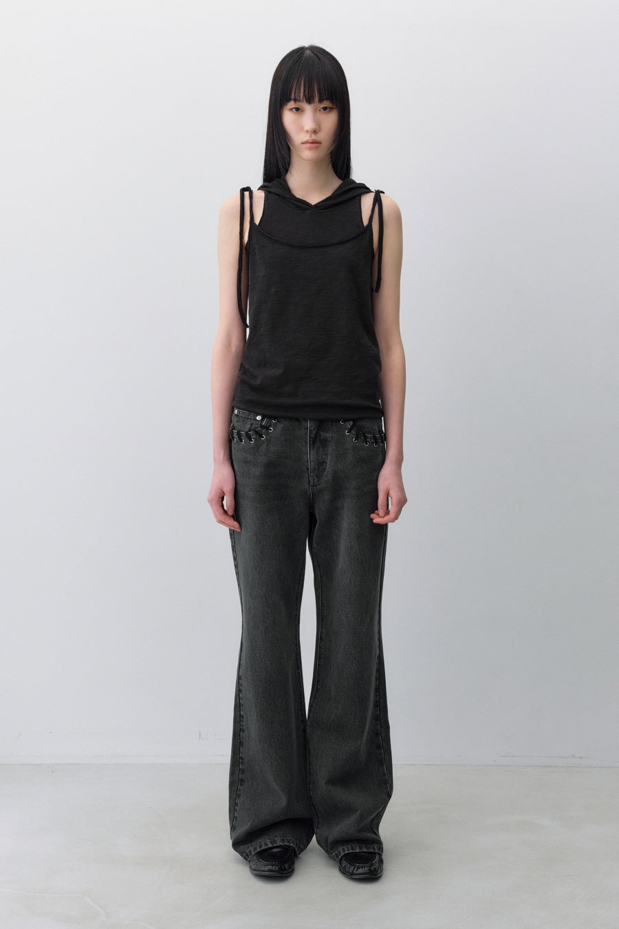 Insilence - Layered Hoodie Sleeveless (Black) product image 6 | TRAB K-Fashion Australia