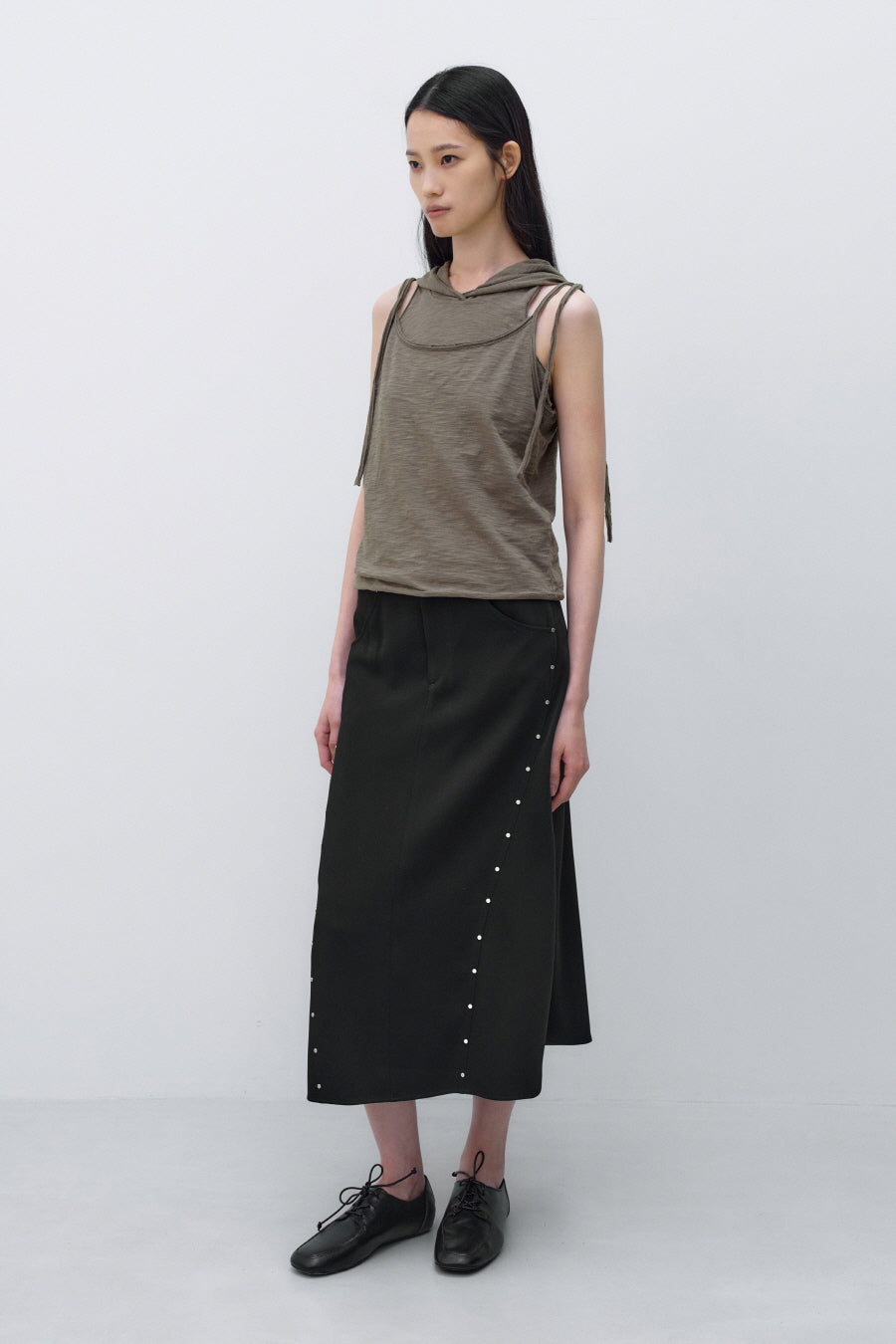 Insilence - Layered Hoodie Sleeveless (Khaki Brown) product image 4 | TRAB K-Fashion Australia