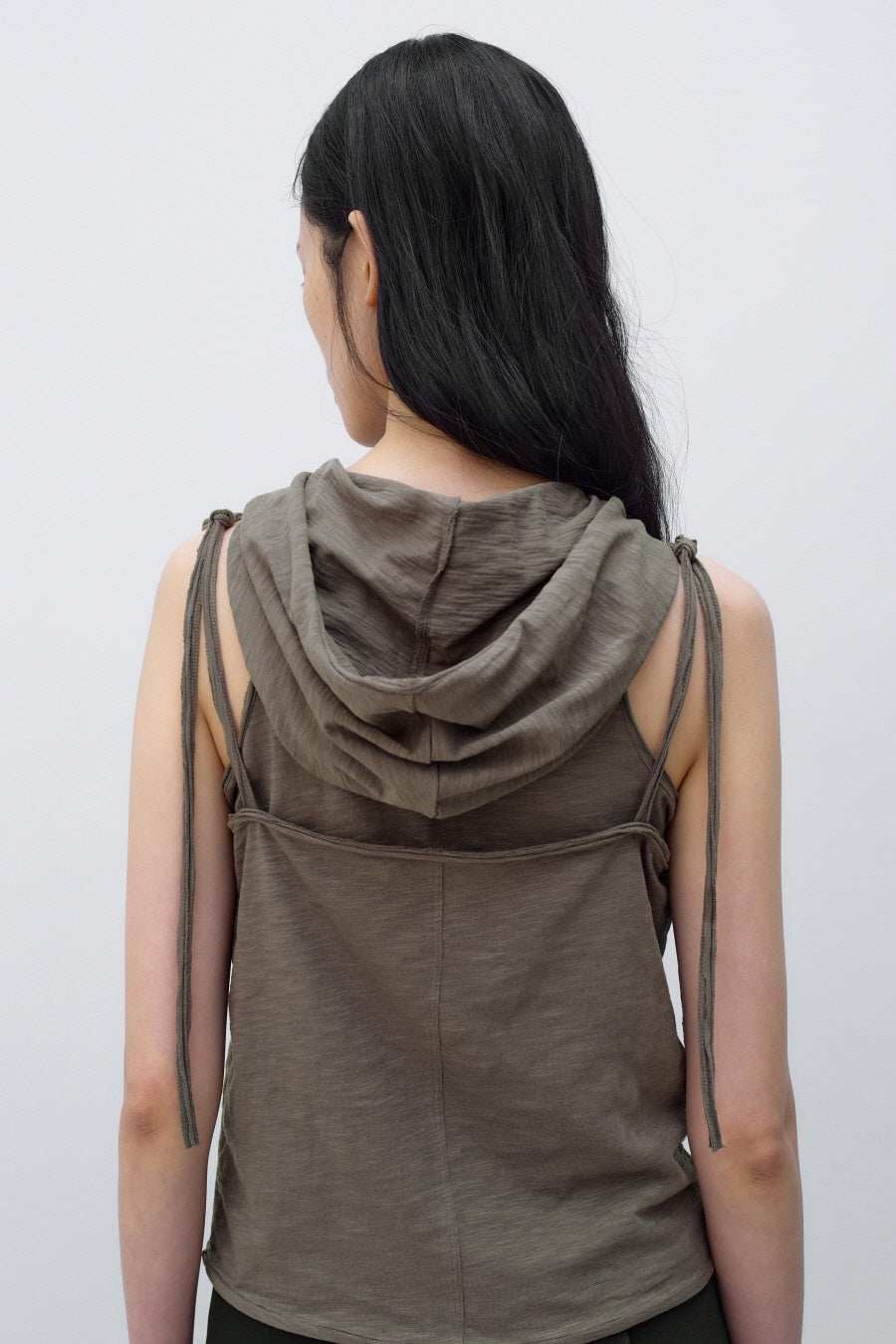 Insilence - Layered Hoodie Sleeveless (Khaki Brown) product image 5 | TRAB K-Fashion Australia