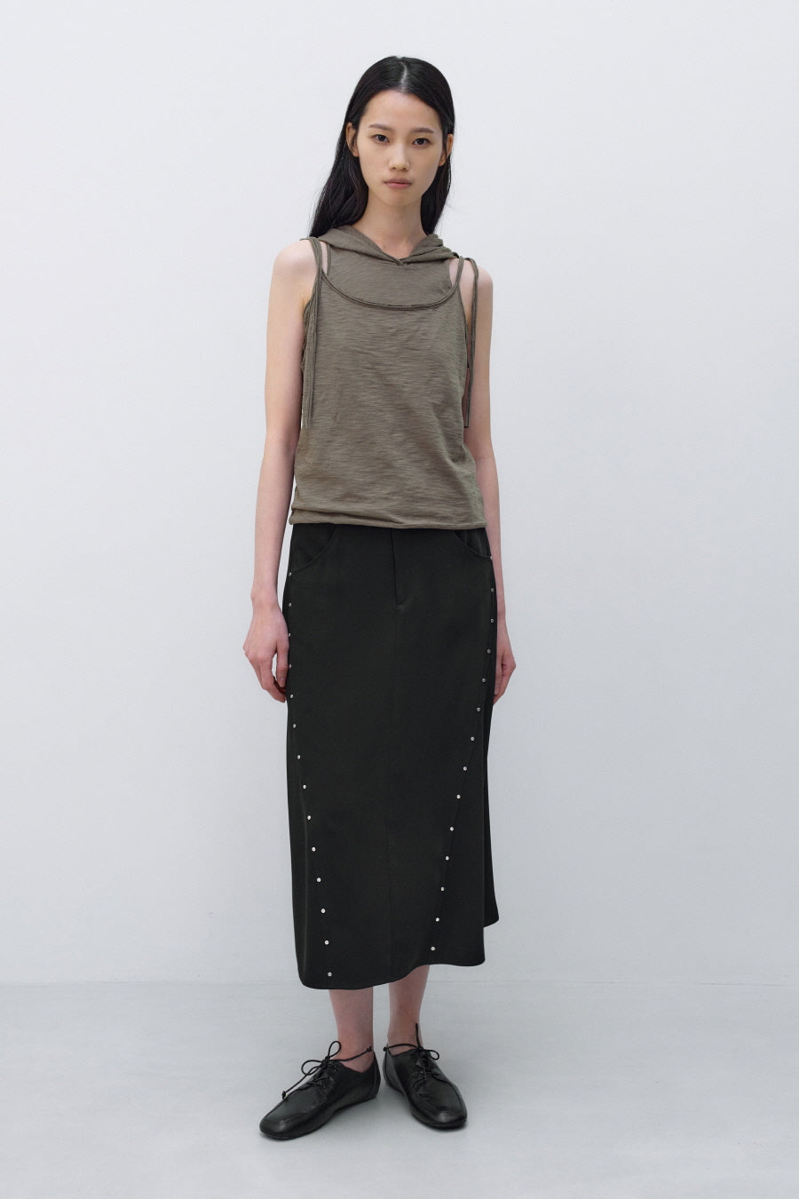 Insilence - Layered Hoodie Sleeveless (Khaki Brown) product image 6 | TRAB K-Fashion Australia