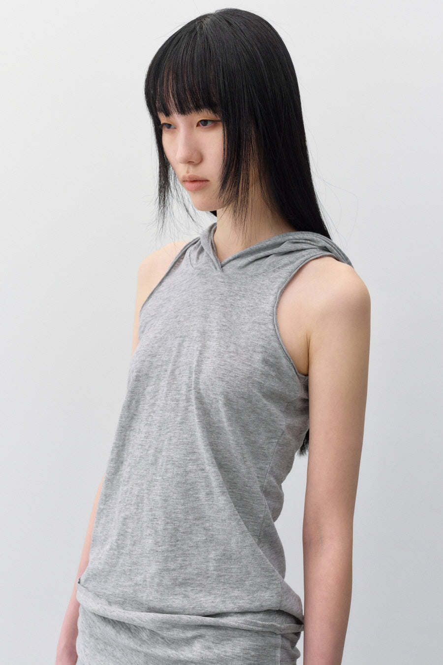 Insilence - Layered Hoodie Sleeveless (Melange Grey) product image 1 | TRAB K-Fashion Australia