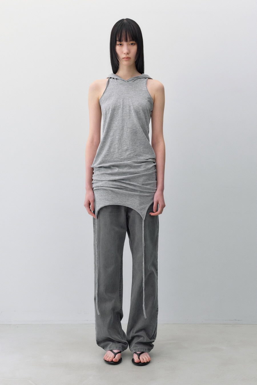 Insilence - Layered Hoodie Sleeveless (Melange Grey) product image 2 | TRAB K-Fashion Australia