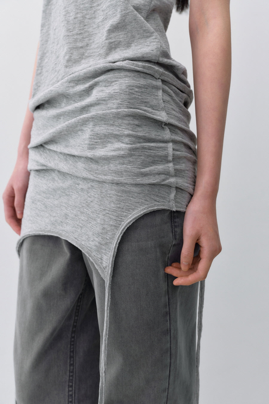 Insilence - Layered Hoodie Sleeveless (Melange Grey) product image 4 | TRAB K-Fashion Australia