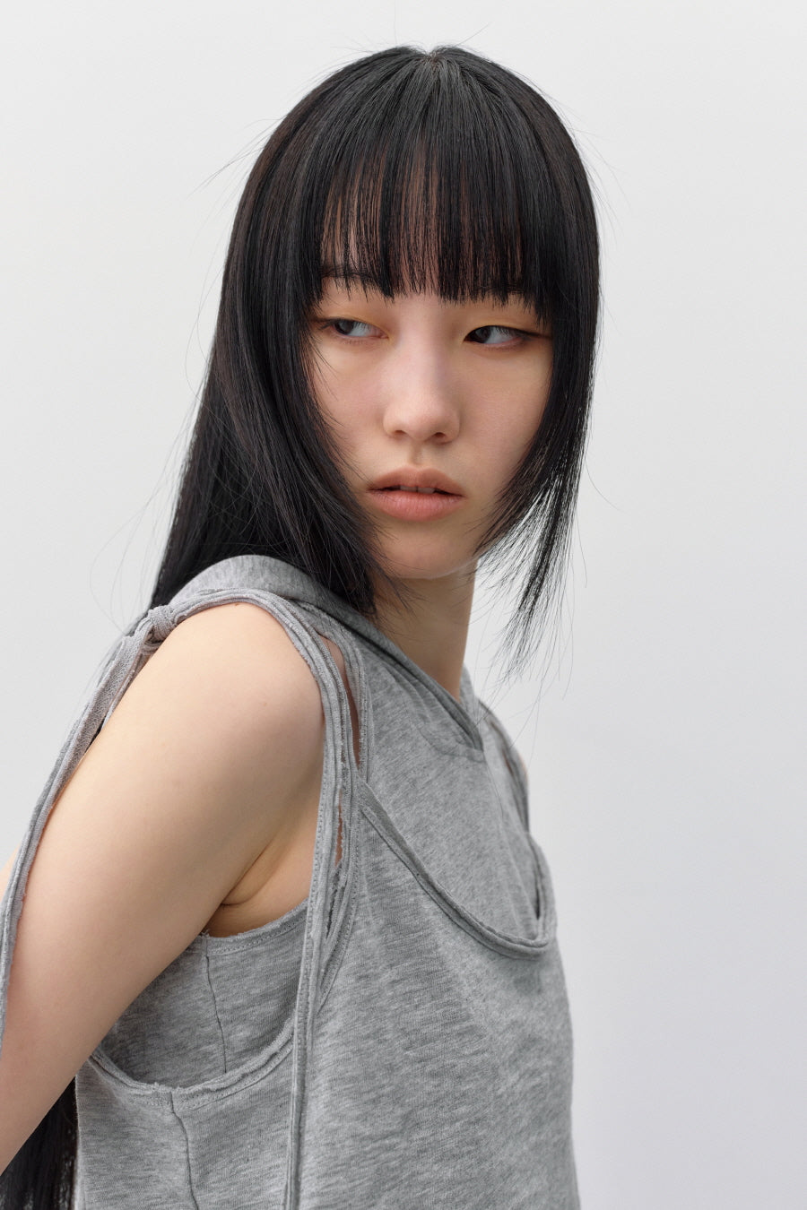 Insilence - Layered Hoodie Sleeveless (Melange Grey) product image 6 | TRAB K-Fashion Australia