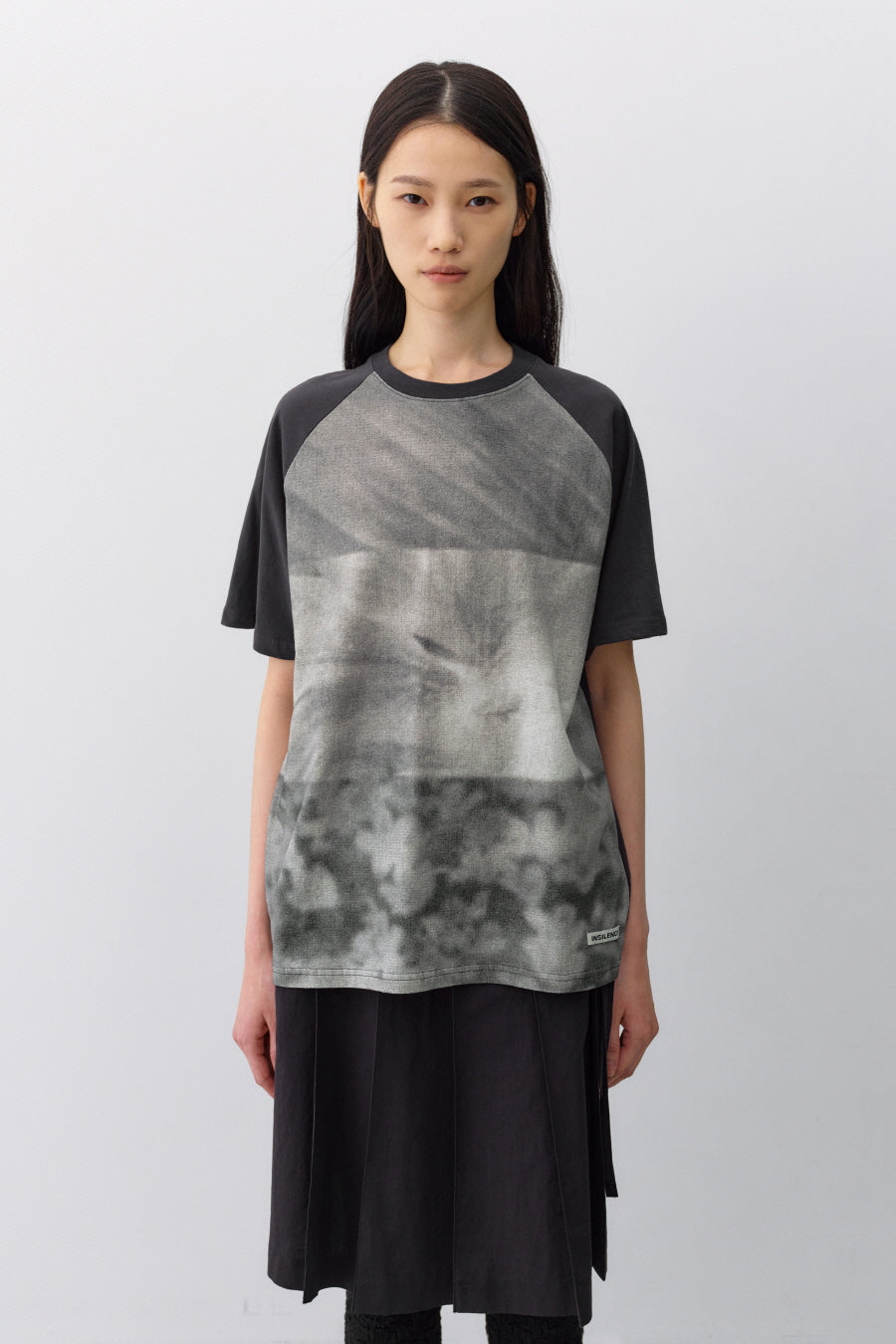 Insilence - Mono Print T-Shirt (Charcoal) product image 2 | TRAB K-Fashion Australia