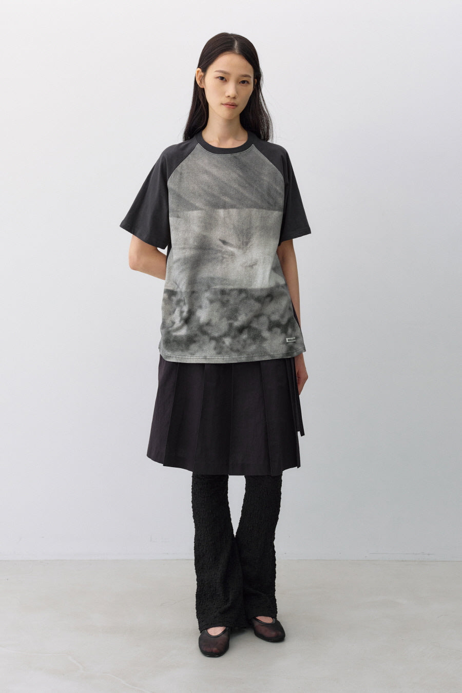 Insilence - Mono Print T-Shirt (Charcoal) product image 1 | TRAB K-Fashion Australia