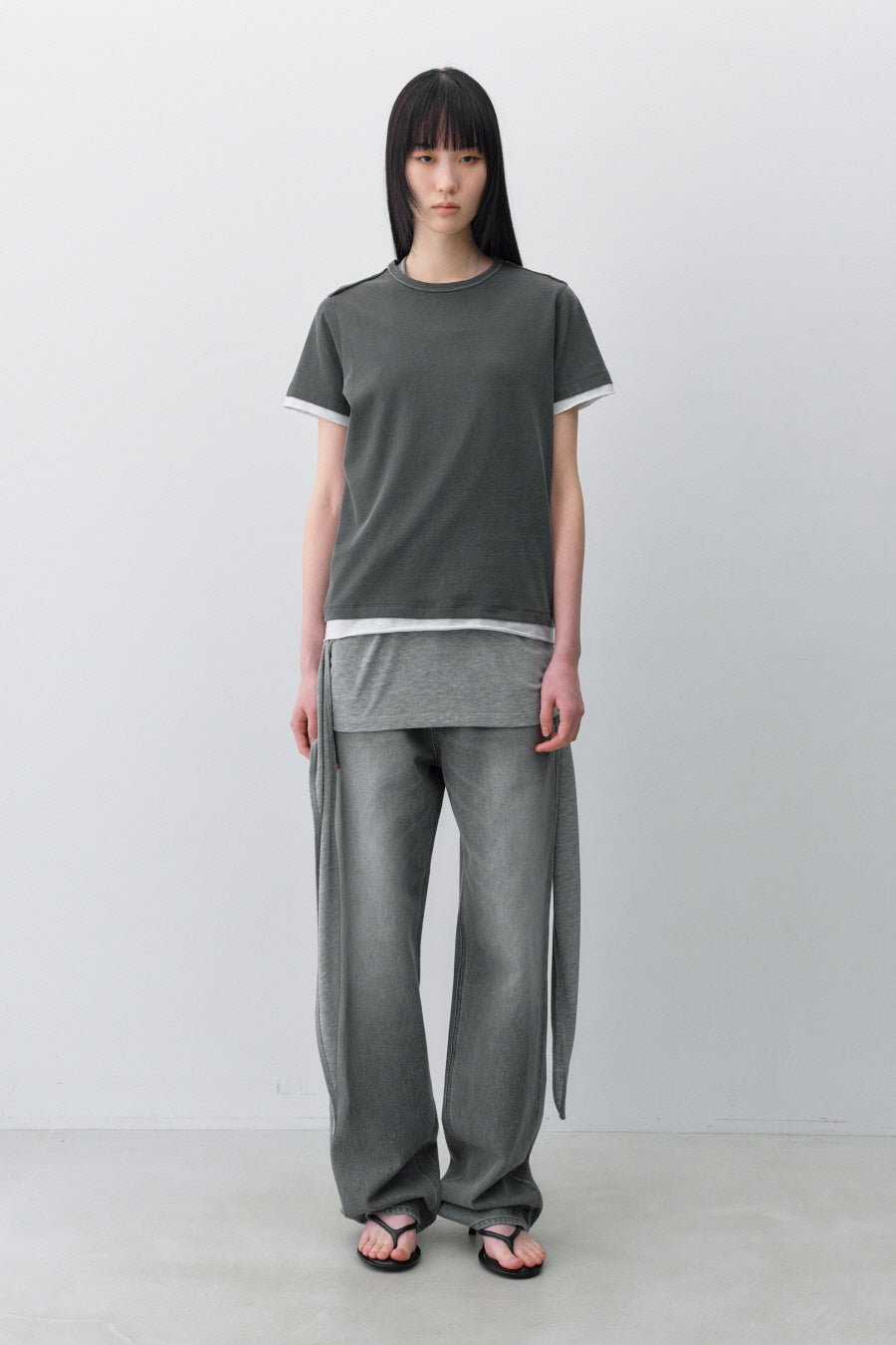 Insilence - Layered Pigment T-Shirt (Charcoal) product image 2 | TRAB K-Fashion Australia