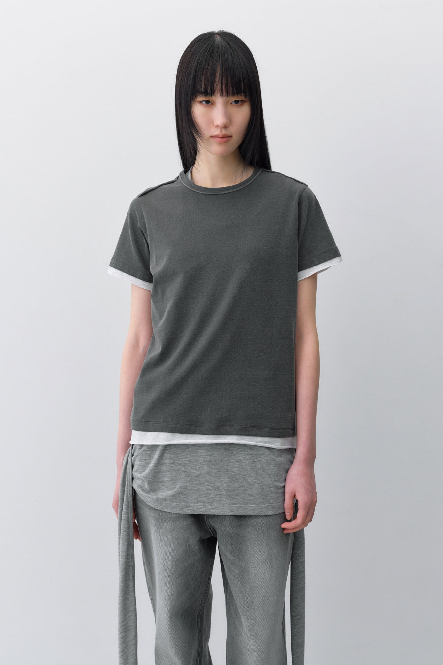 Insilence - Layered Pigment T-Shirt (Charcoal) product image 6 | TRAB K-Fashion Australia