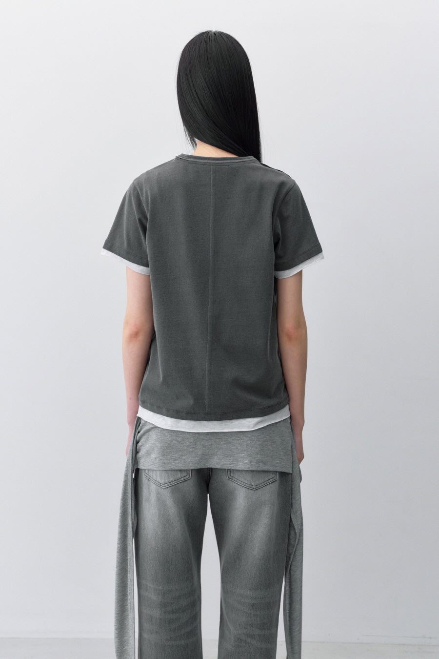 Insilence - Layered Pigment T-Shirt (Charcoal) product image 5 | TRAB K-Fashion Australia