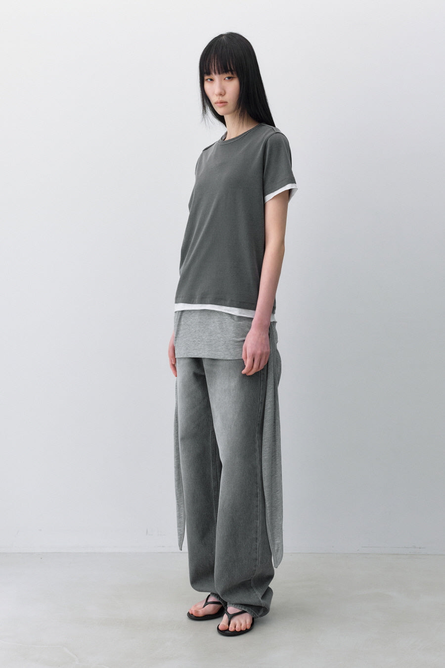Insilence - Layered Pigment T-Shirt (Charcoal) product image 3 | TRAB K-Fashion Australia