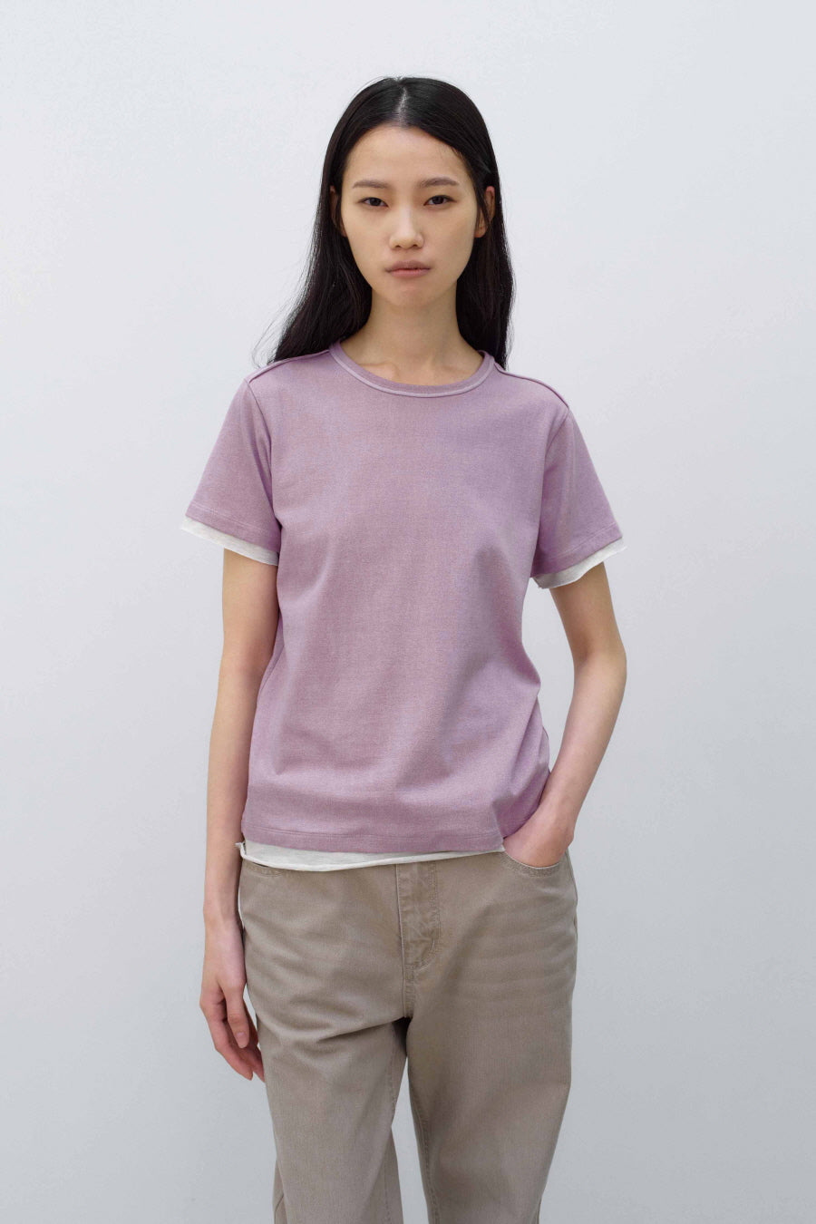 Insilence - Layered Pigment T-shirt (Purple) product image 1 | TRAB K-Fashion Australia