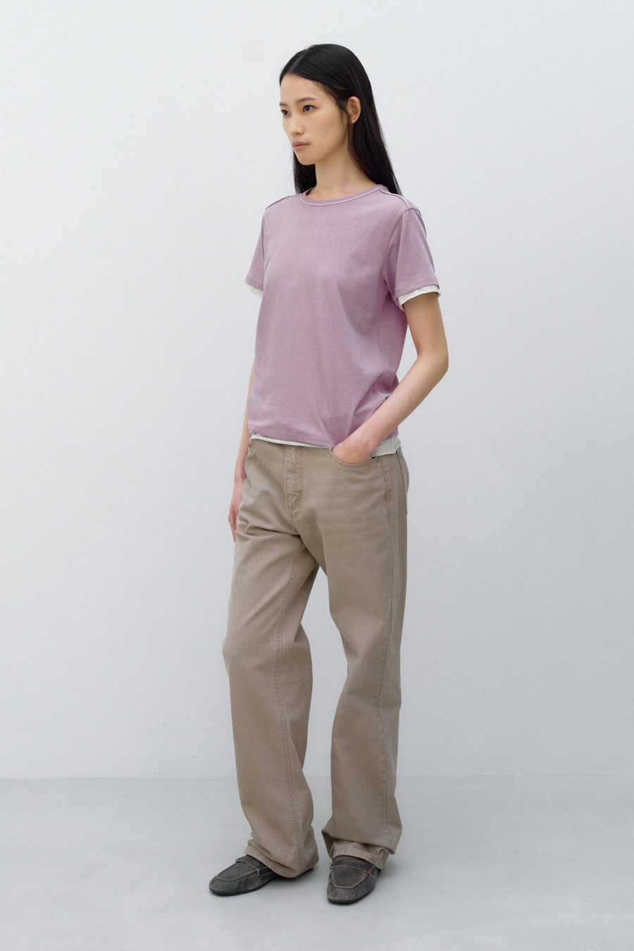 Insilence - Layered Pigment T-shirt (Purple) product image 3 | TRAB K-Fashion Australia