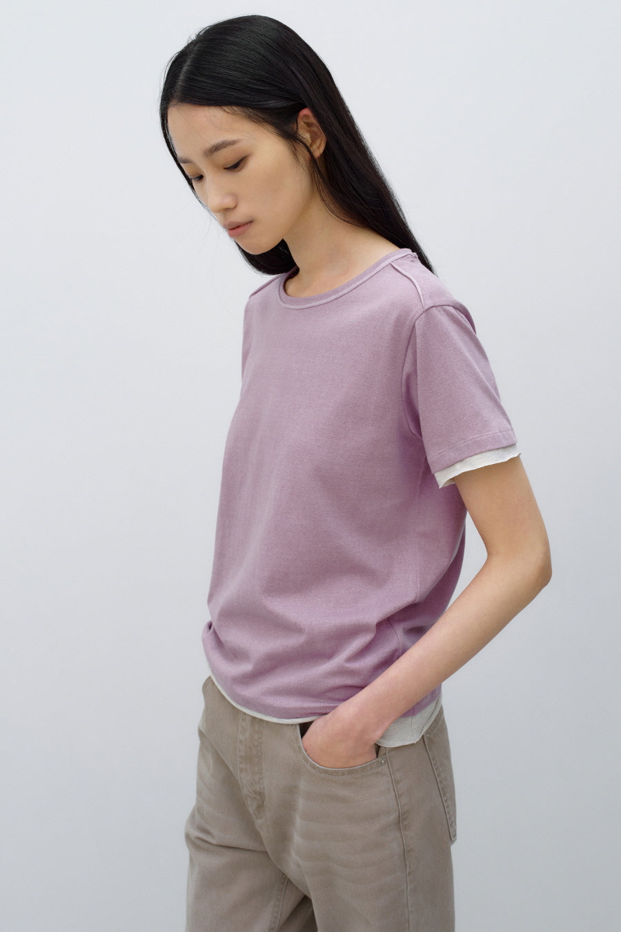 Insilence - Layered Pigment T-shirt (Purple) product image 4 | TRAB K-Fashion Australia