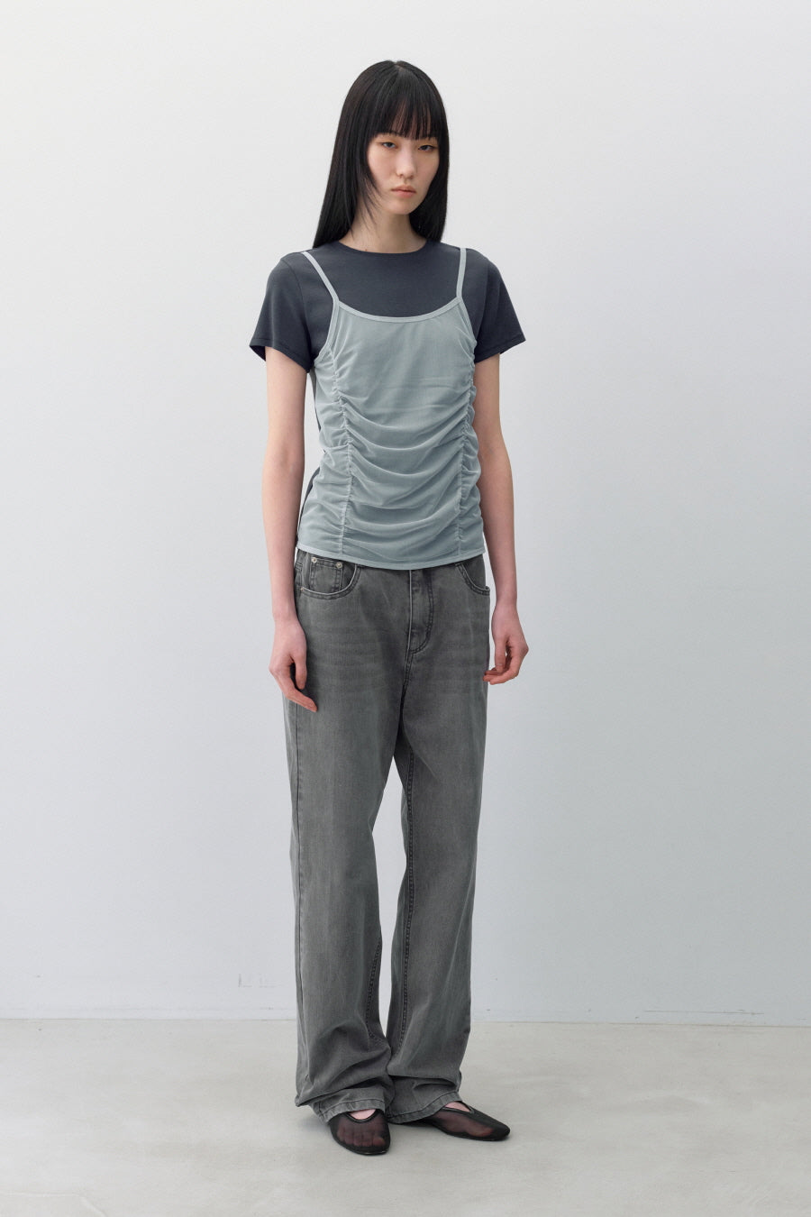 Insilence - Mesh Layered Short Sleeve (Ash Blue) product image 6 | TRAB K-Fashion Australia