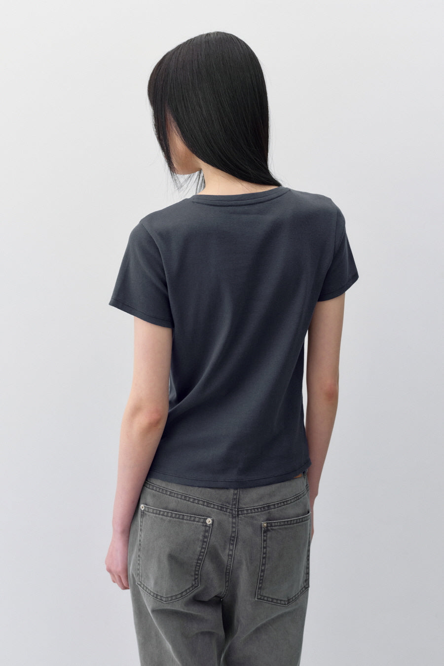 Insilence - Mesh Layered Short Sleeve (Ash Blue) product image 4 | TRAB K-Fashion Australia