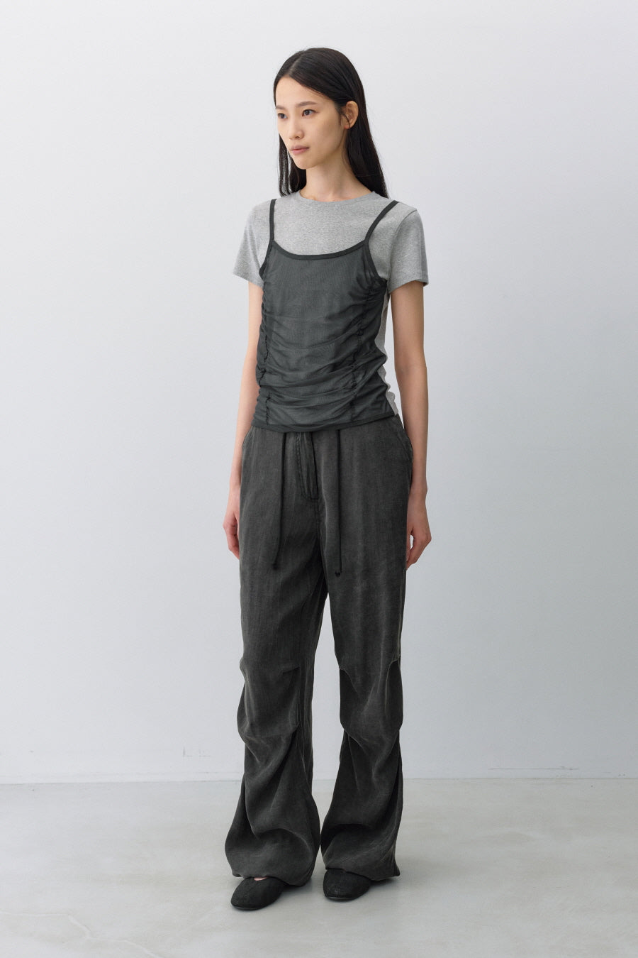 Insilence - Mesh Layered Short Sleeve (Melange Grey) product image 3 | TRAB K-Fashion Australia