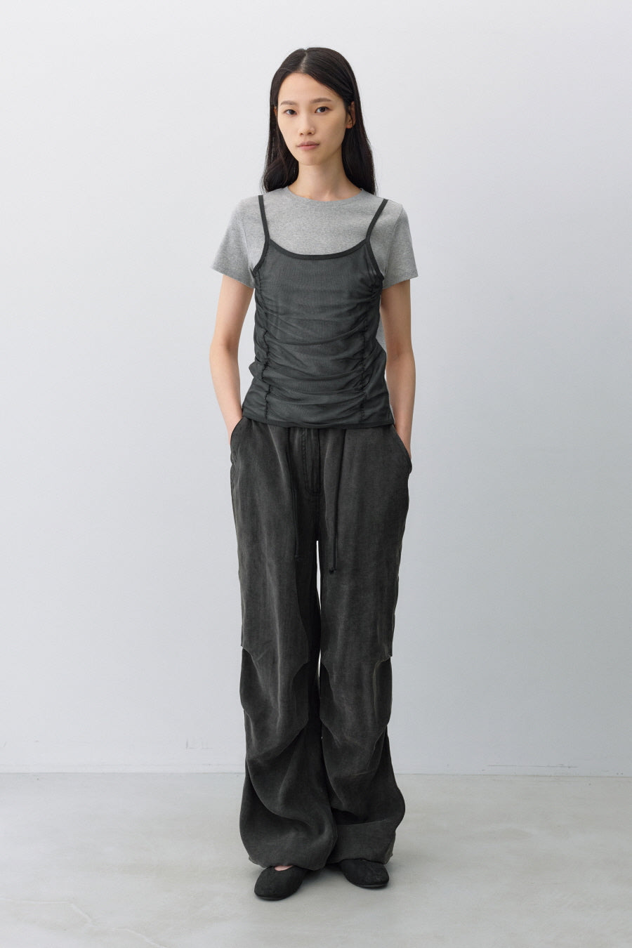 Insilence - Mesh Layered Short Sleeve (Melange Grey) product image 6 | TRAB K-Fashion Australia