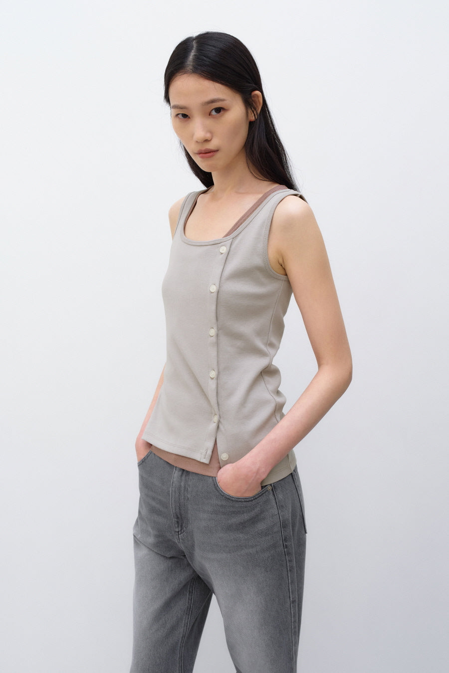Insilence - Wearable Button Sleeveless (Warm Grey) product image 1 | TRAB K-Fashion Australia