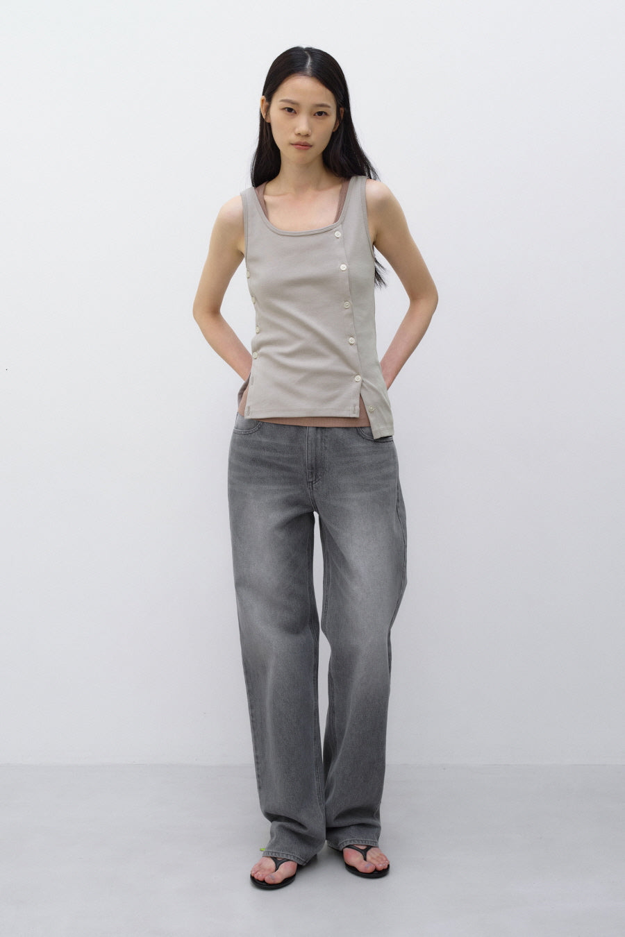 Insilence - Wearable Button Sleeveless (Warm Grey) product image 2 | TRAB K-Fashion Australia