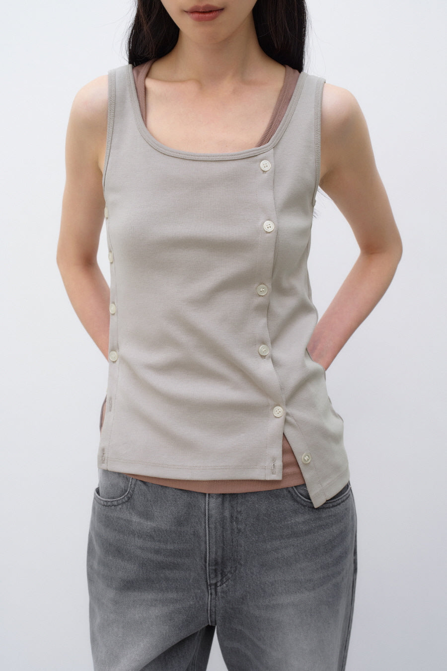 Insilence - Wearable Button Sleeveless (Warm Grey) product image 4 | TRAB K-Fashion Australia