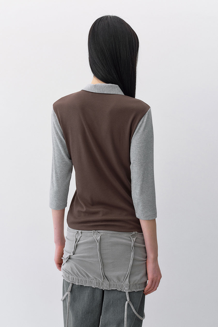 Insilence - Button Collar T-shirt (Brown) product image 5 | TRAB K-Fashion Australia