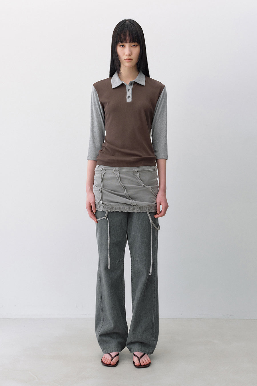 Insilence - Button Collar T-shirt (Brown) product image 2 | TRAB K-Fashion Australia