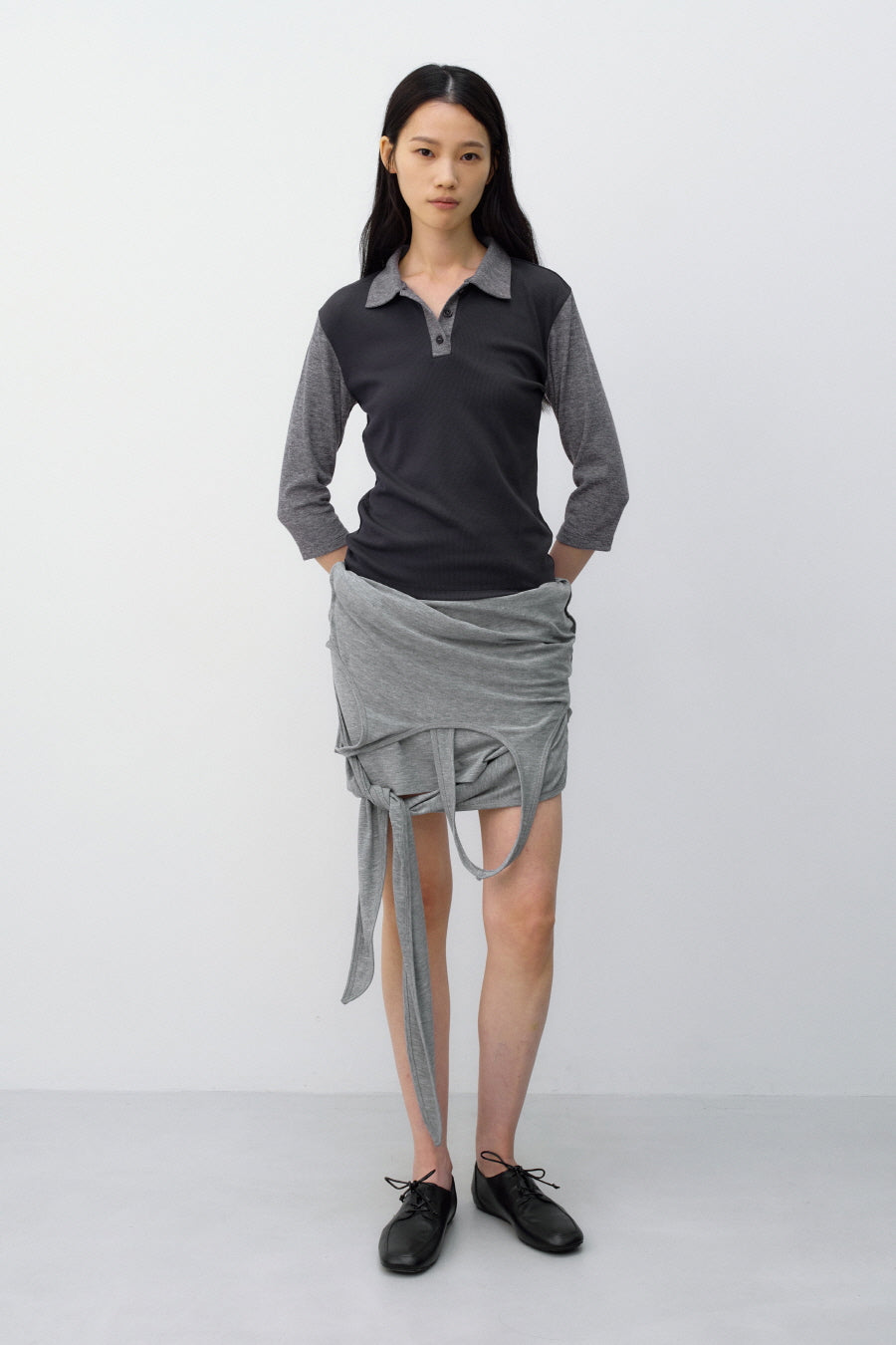 Insilence - Button Collar T-shirt (Charcoal) product image 6 | TRAB K-Fashion Australia