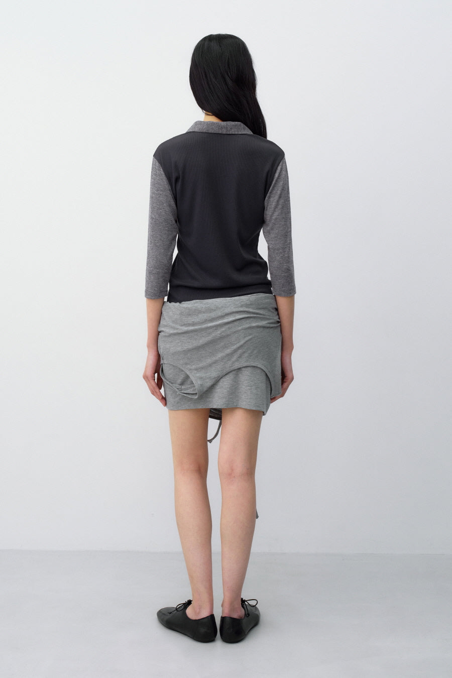 Insilence - Button Collar T-shirt (Charcoal) product image 4 | TRAB K-Fashion Australia