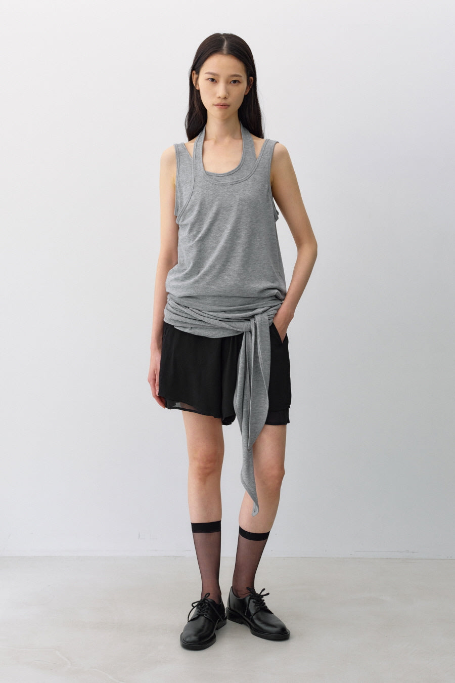 Insilence - Layered Strap Sleeveless (Grey) product image 1 | TRAB K-Fashion Australia