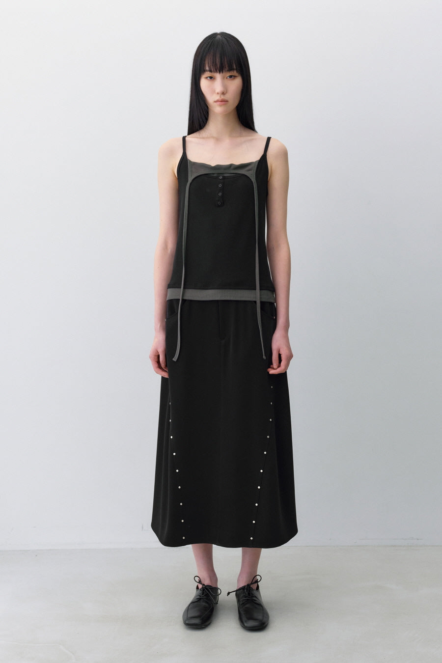 Insilence - Layered Henley Neck Sleeveless (Black) product image 2 | TRAB K-Fashion Australia