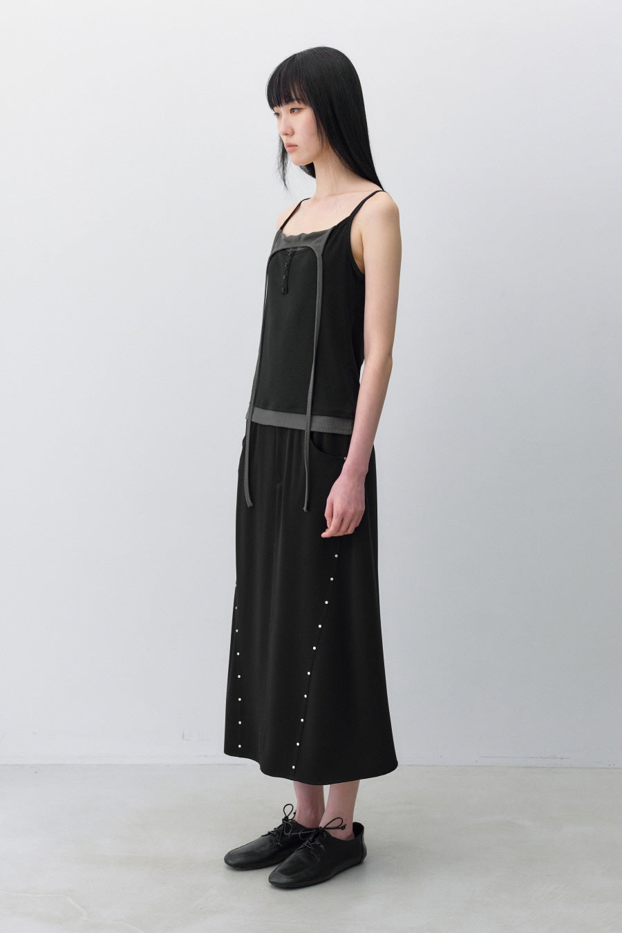 Insilence - Layered Henley Neck Sleeveless (Black) product image 3 | TRAB K-Fashion Australia