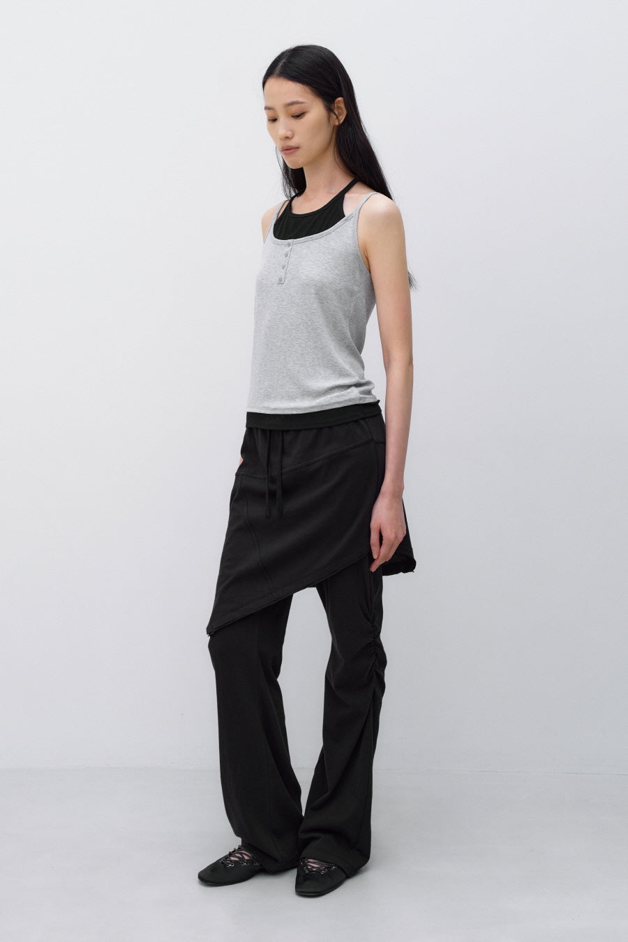 Insilence - Layered Henley Neck Sleeveless (Melange Grey) product image 2 | TRAB K-Fashion Australia