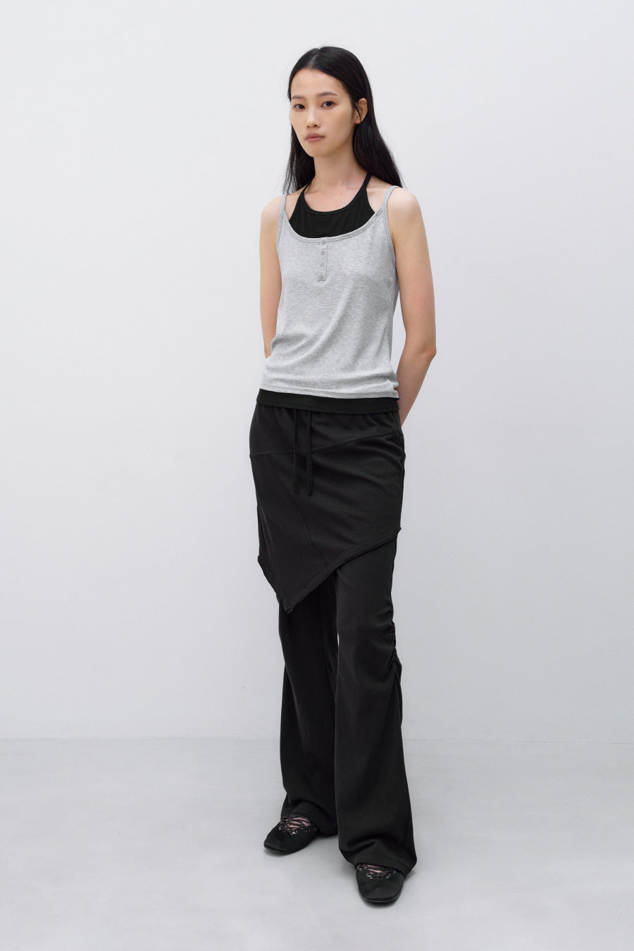 Insilence - Layered Henley Neck Sleeveless (Melange Grey) product image 5 | TRAB K-Fashion Australia