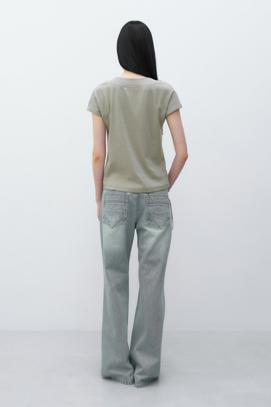 Insilence - Summer Henley Neck T-shirt (Olive) product image 5 | TRAB K-Fashion Australia