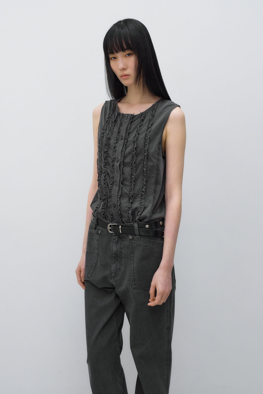 Insilence - Ruffled Decki Sleeveless (Charcoal) product image 2 | TRAB K-Fashion Australia