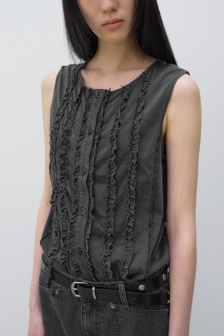 Insilence - Ruffled Decki Sleeveless (Charcoal) product image 3 | TRAB K-Fashion Australia