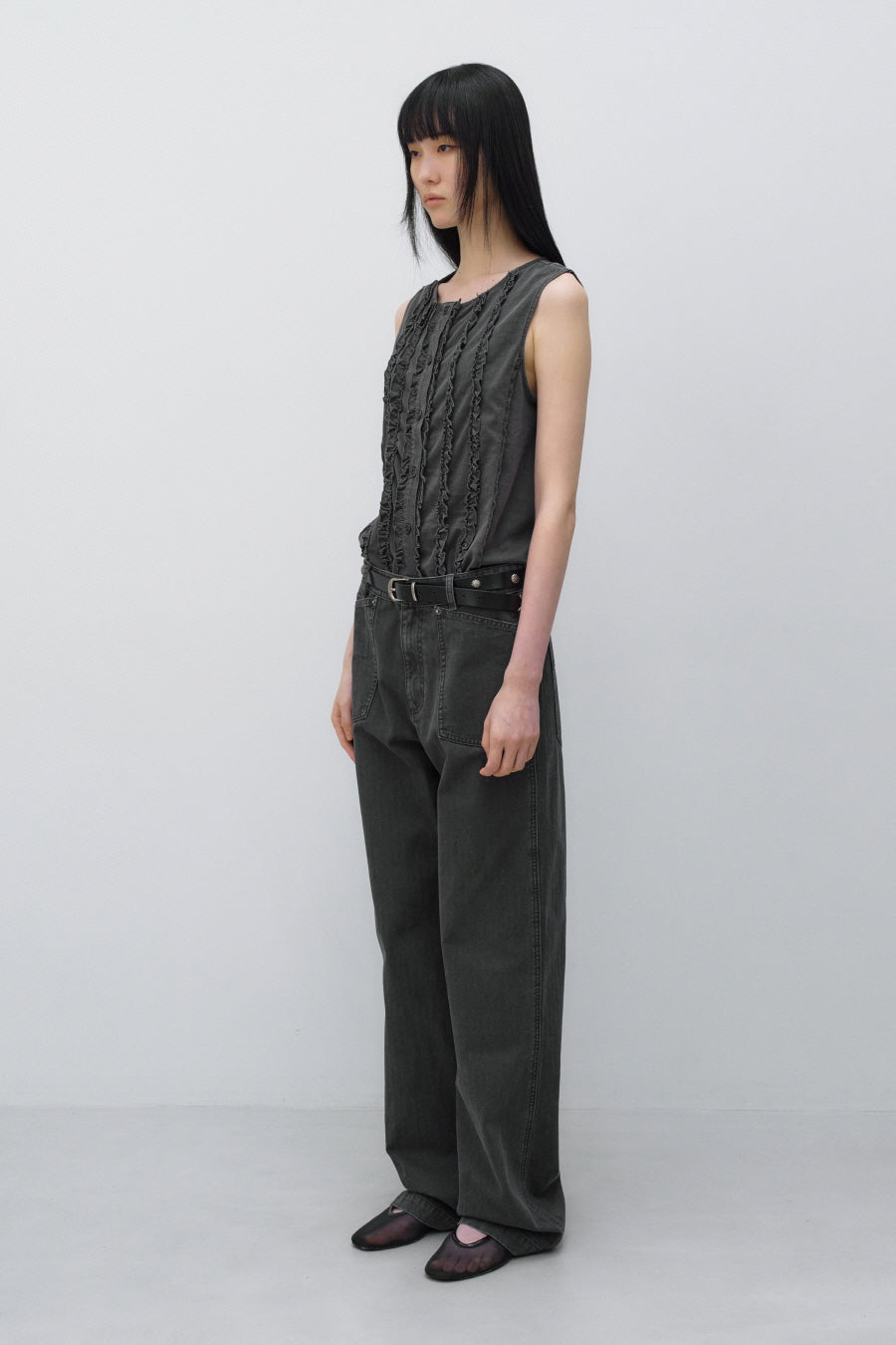 Insilence - Ruffled Decki Sleeveless (Charcoal) product image 4 | TRAB K-Fashion Australia