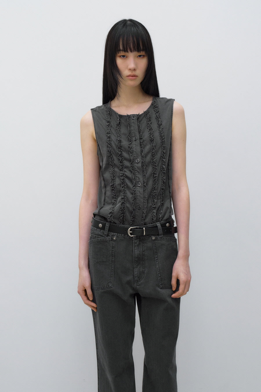 Insilence - Ruffled Decki Sleeveless (Charcoal) product image 5 | TRAB K-Fashion Australia