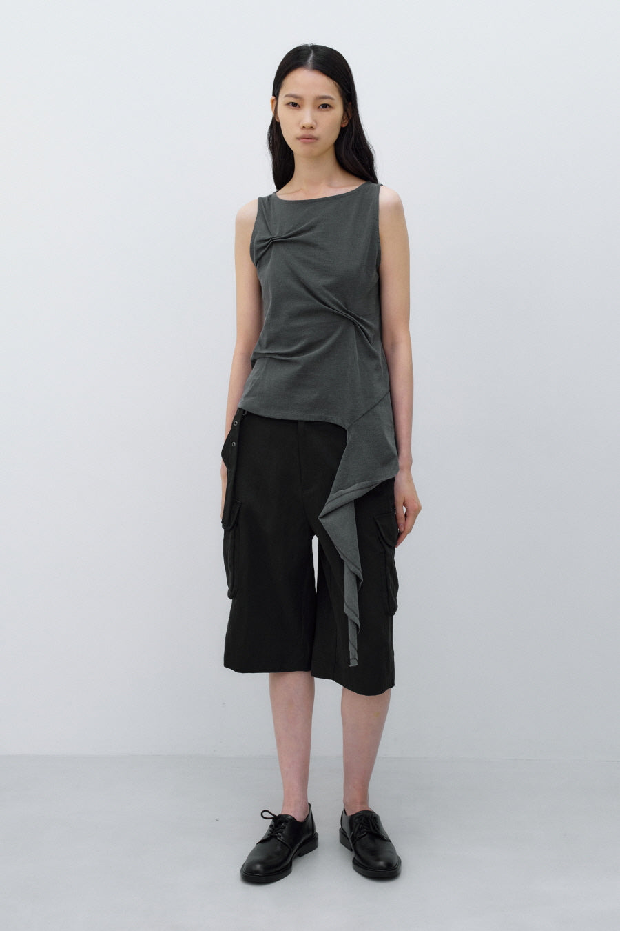 Insilence - Pintuck Drape Sleeveless (Charcoal) product image 1 | TRAB K-Fashion Australia