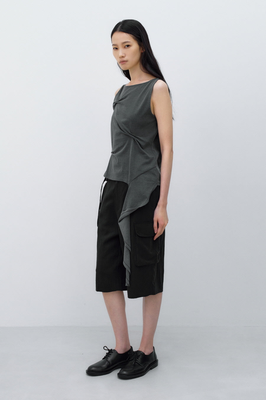 Insilence - Pintuck Drape Sleeveless (Charcoal) product image 4 | TRAB K-Fashion Australia